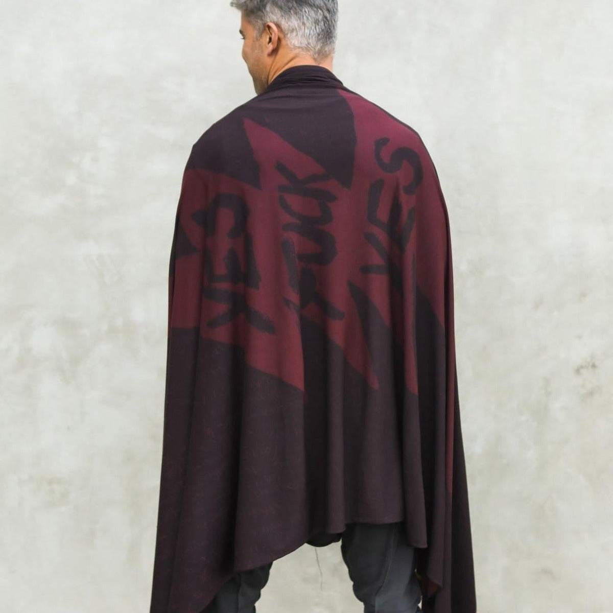 Woman modeling bordeaux Benzova nature wrap