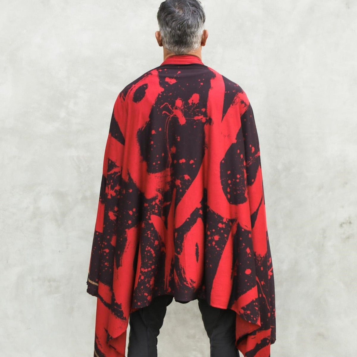 Man modeling red Ruben LOVE nature wrap