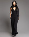 woman modeling the infinite bodysuit in black