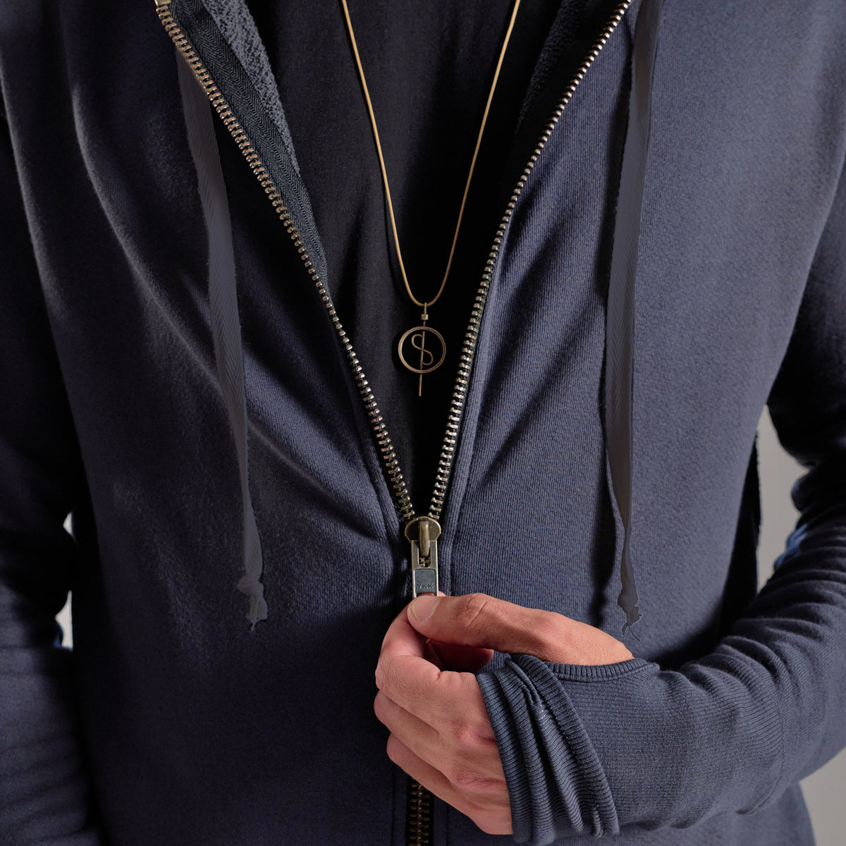 male modeling blue hoodie