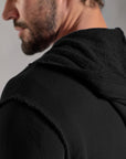 man modeling black hoodie