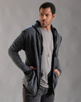 male modeling dark mineral hoodie