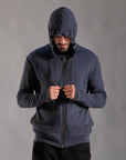 male modeling blue hoodie