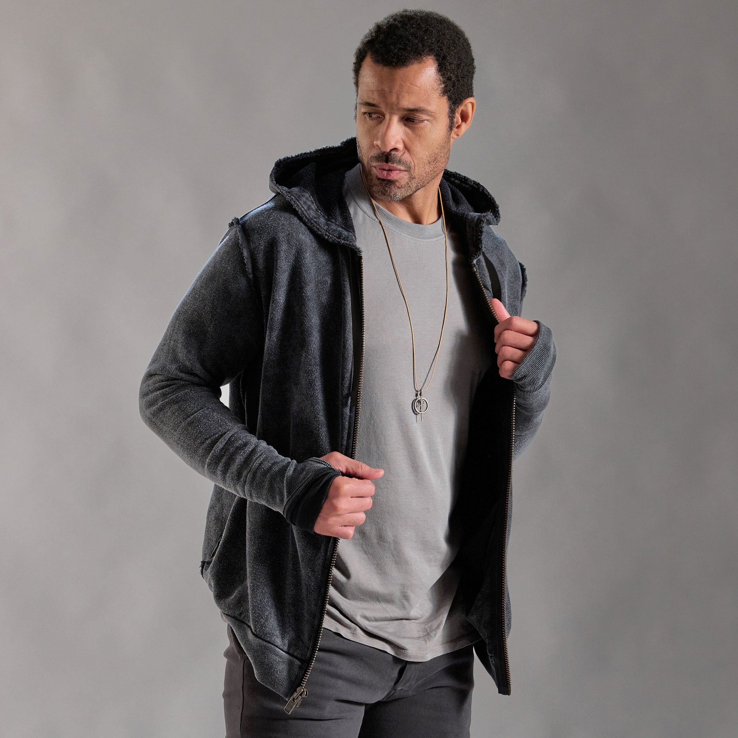 RAW ZIP HOODIE / DEEP GREY MINERAL – One Golden Thread