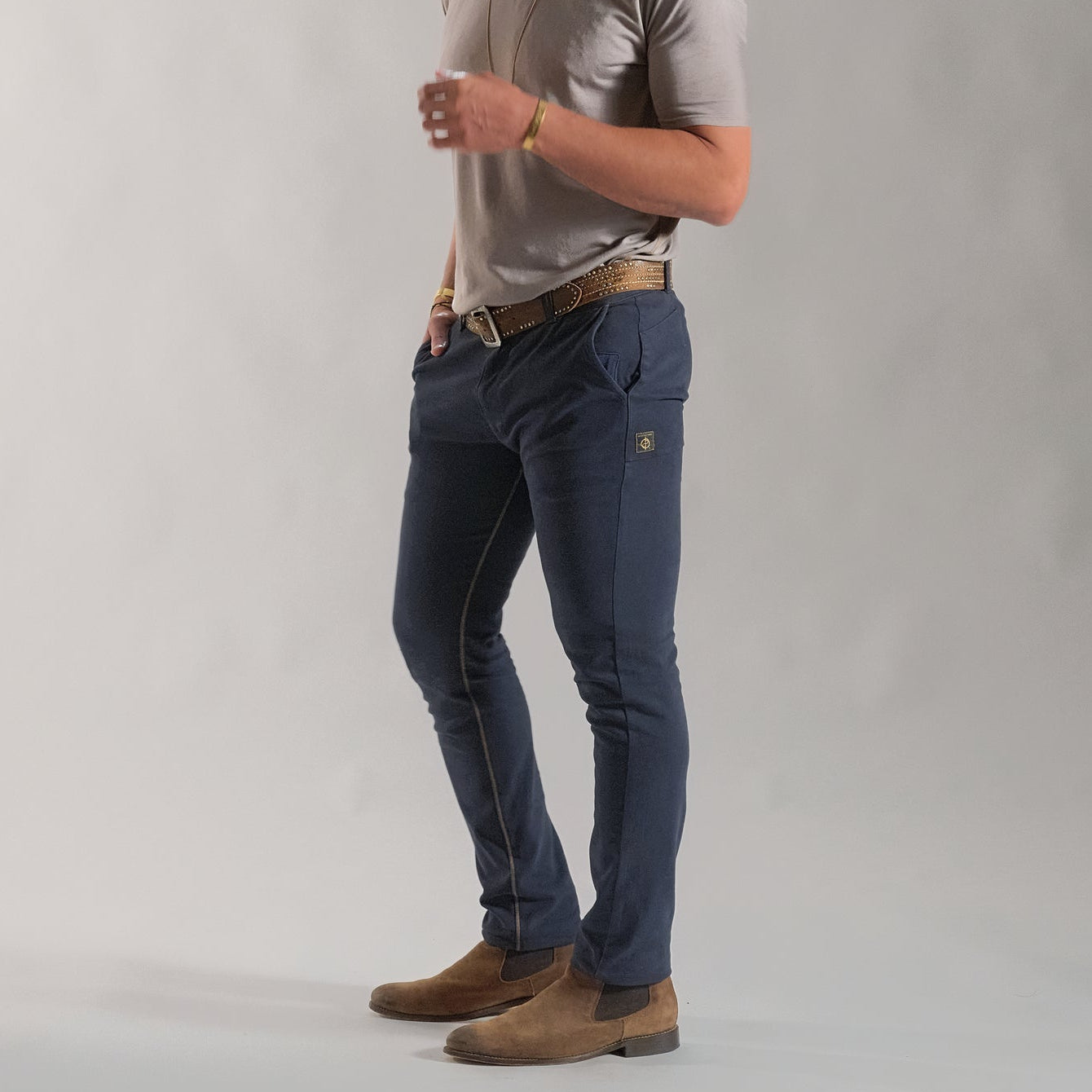 THE ELEMENTAL SLIM PANT / CHARCOAL BLUE – One Golden Thread