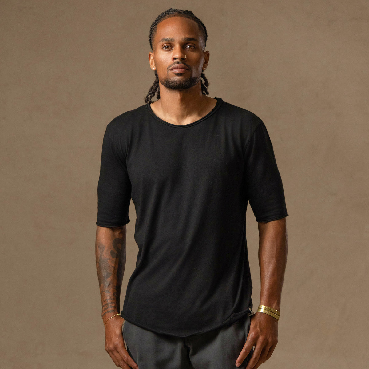 Crew Neck Tree Shirt in Black Onyx — TreeSilk tee — look 5 │ One Golden Thread