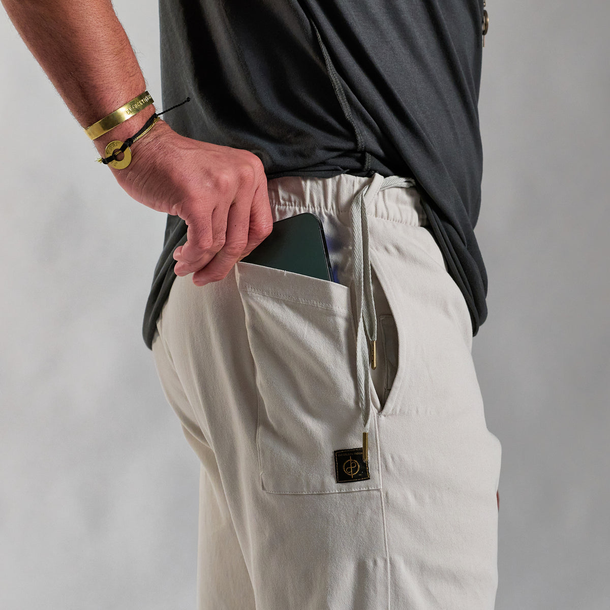male modeling ease pants in white stone