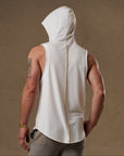 male modeling white hooded tree tank
