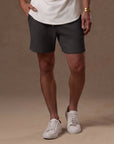 Waffle Frame Short in Slate — waffle-texture shorts │ One Golden Thread