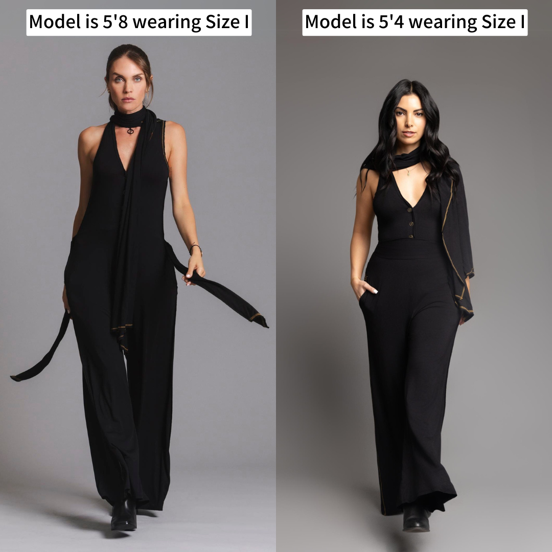 two women modeling the infinite bodysuit in black