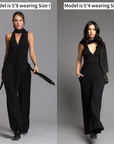 two women modeling the infinite bodysuit in black