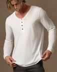 Tree Scoop Henley in Pure White — TreeSilk henley │ One Golden Thread