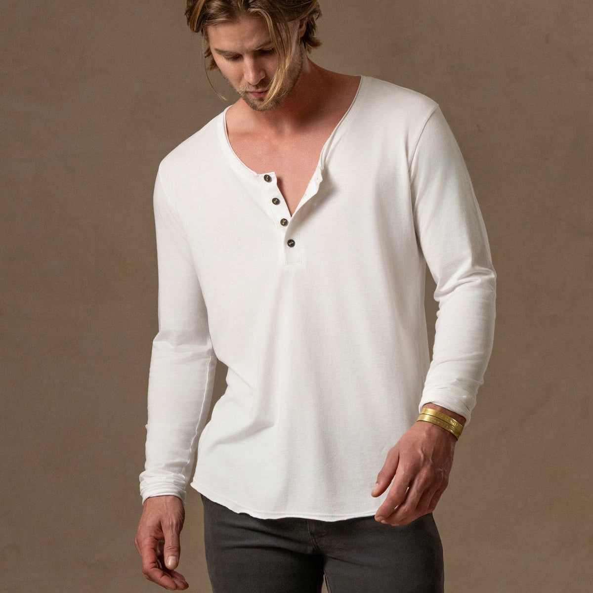 Tree Scoop Henley in Pure White — TreeSilk henley — look 2 │ One Golden Thread