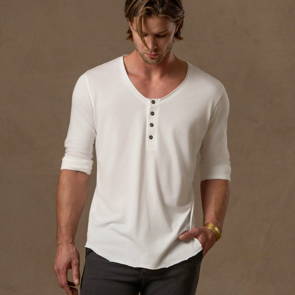 Tree Scoop Henley in Pure White — TreeSilk henley — look 4 │ One Golden Thread