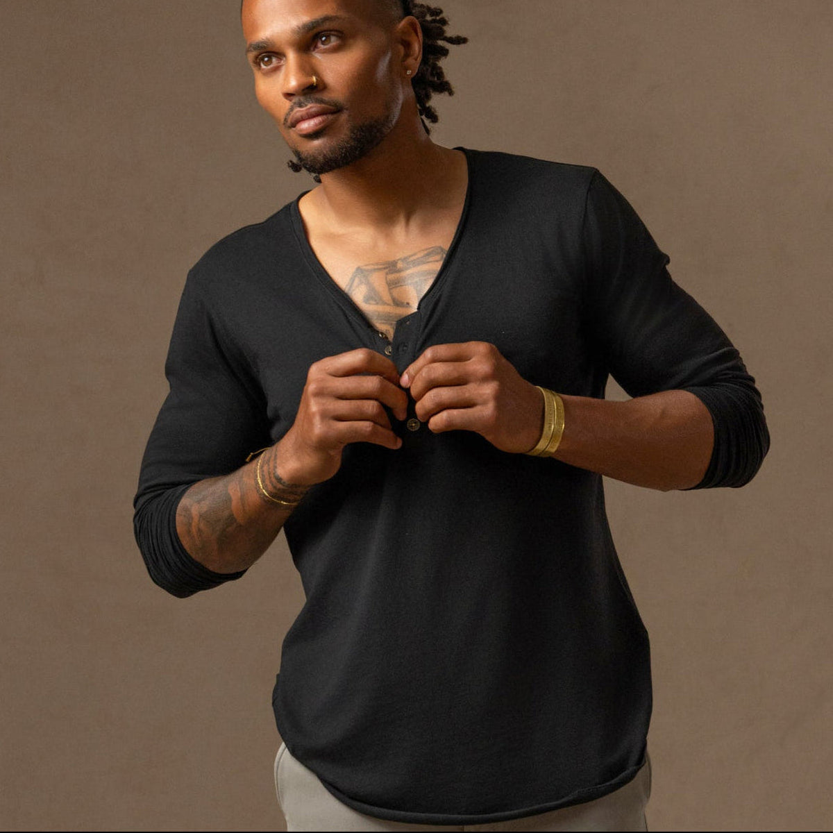 Tree Scoop Henley in Black Onyx — TreeSilk henley — look 3 │ One Golden Thread