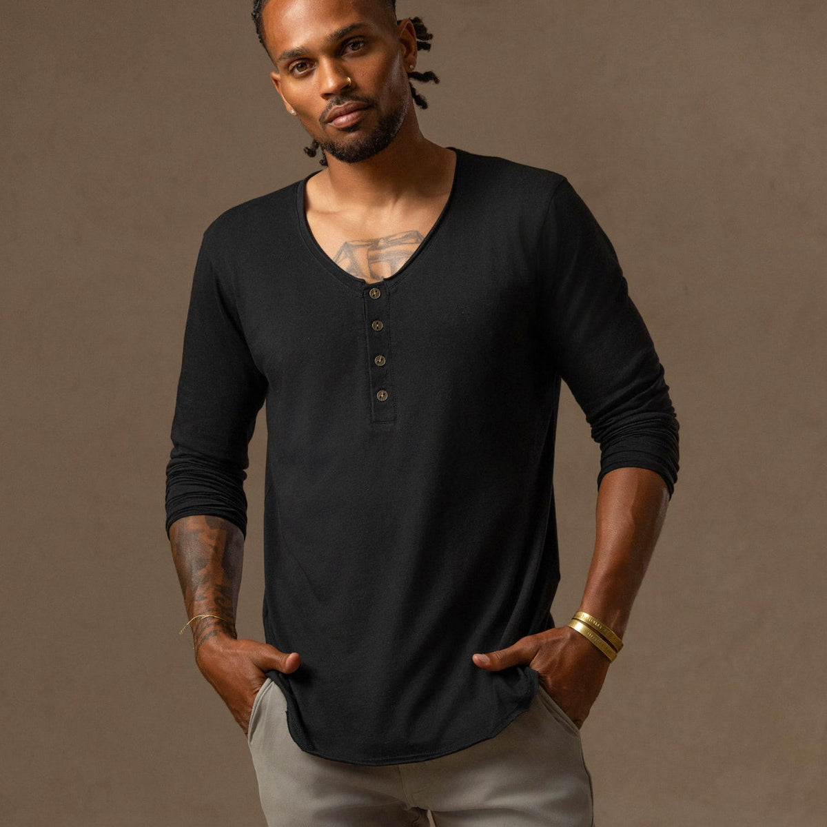 Tree Scoop Henley in Black Onyx — TreeSilk henley — look 2 │ One Golden Thread