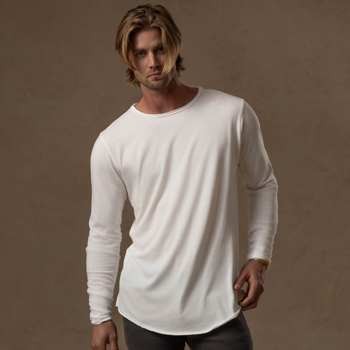 LONG SLEEVE CREW SHIRT / WHITE