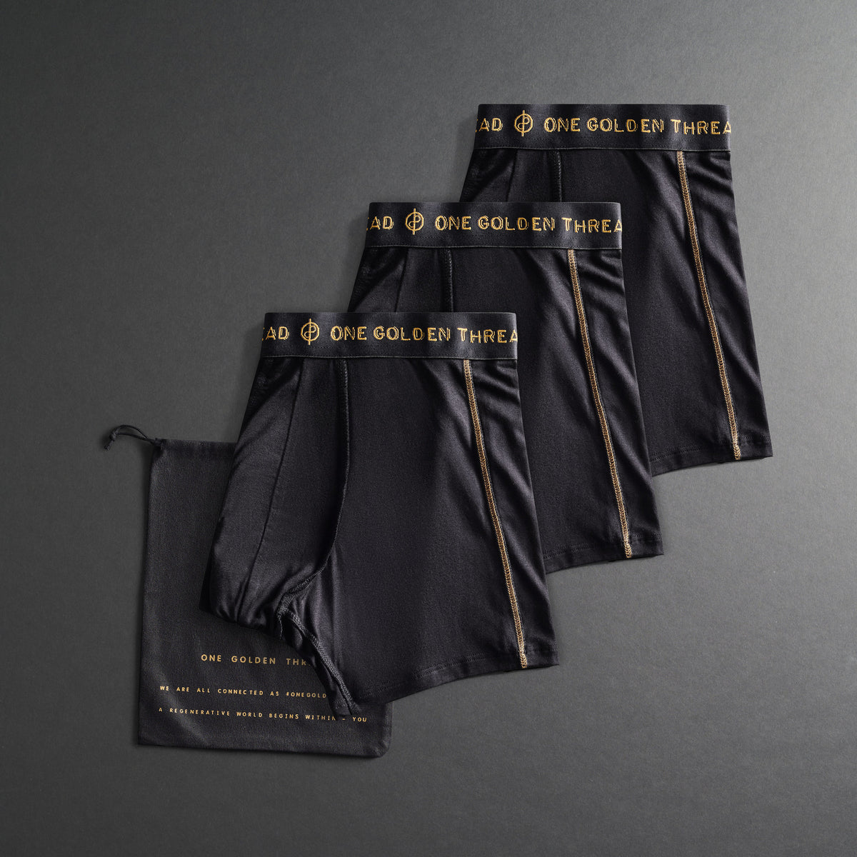 Gift pack of three pairs of black underwear 
