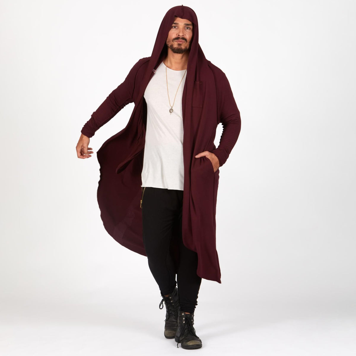Male modeling red kairos duster