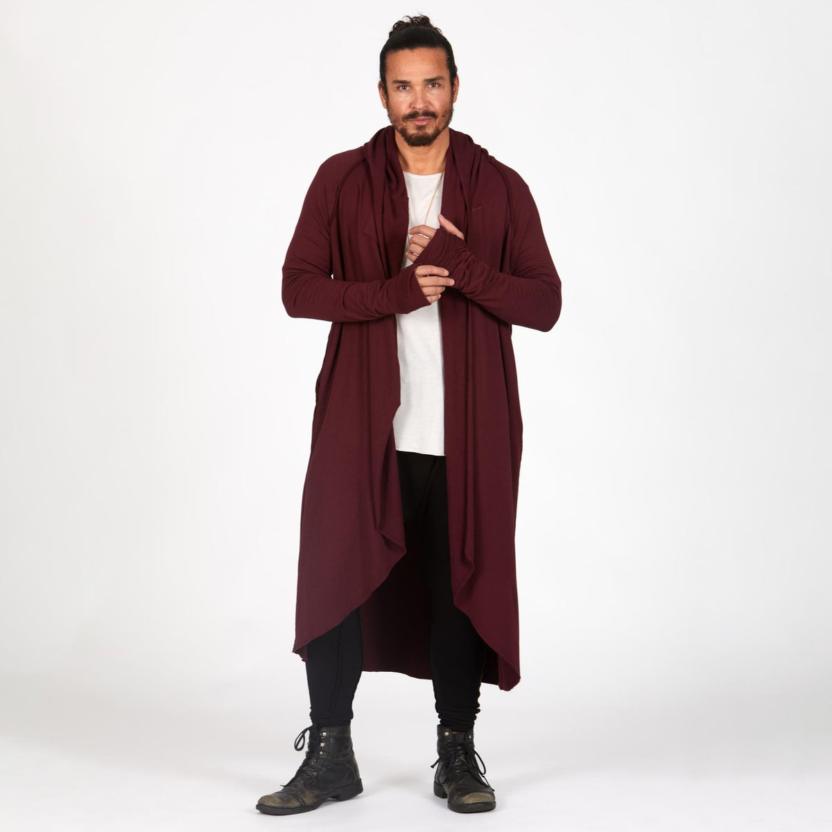 Male modeling red kairos duster
