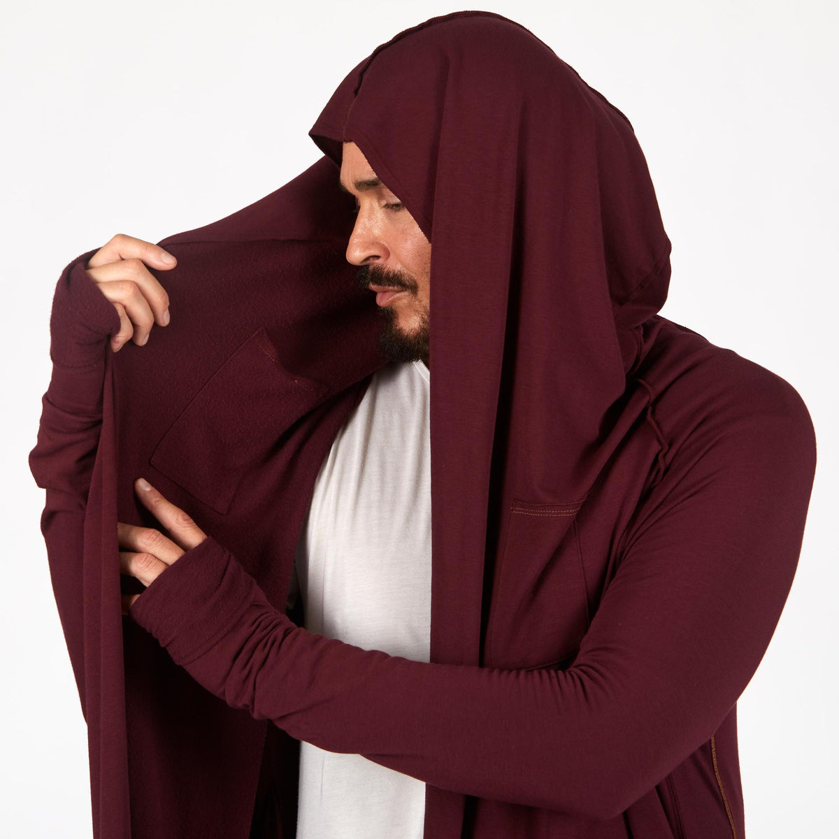 Male modeling red kairos duster