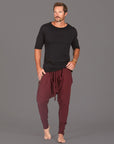 male modeling bordeaux tree pants