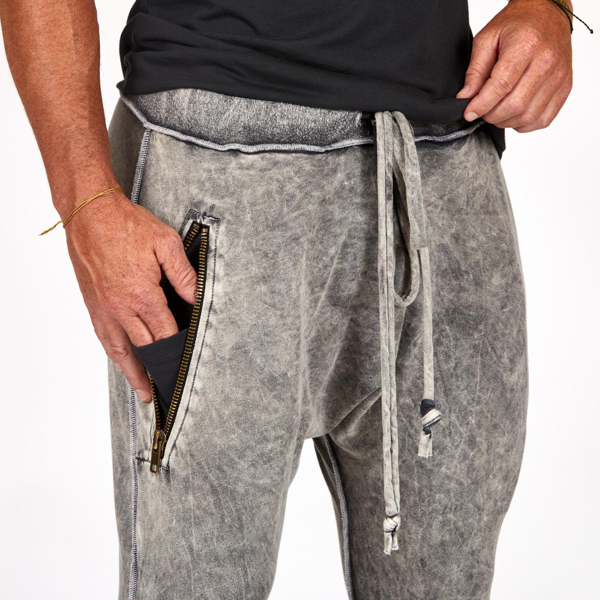 Male modeling Grey Mineral colored pants