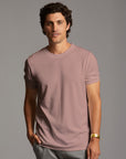 Male modeling terracotta elemental tee