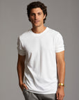 Man modeling Elemental shirt in white