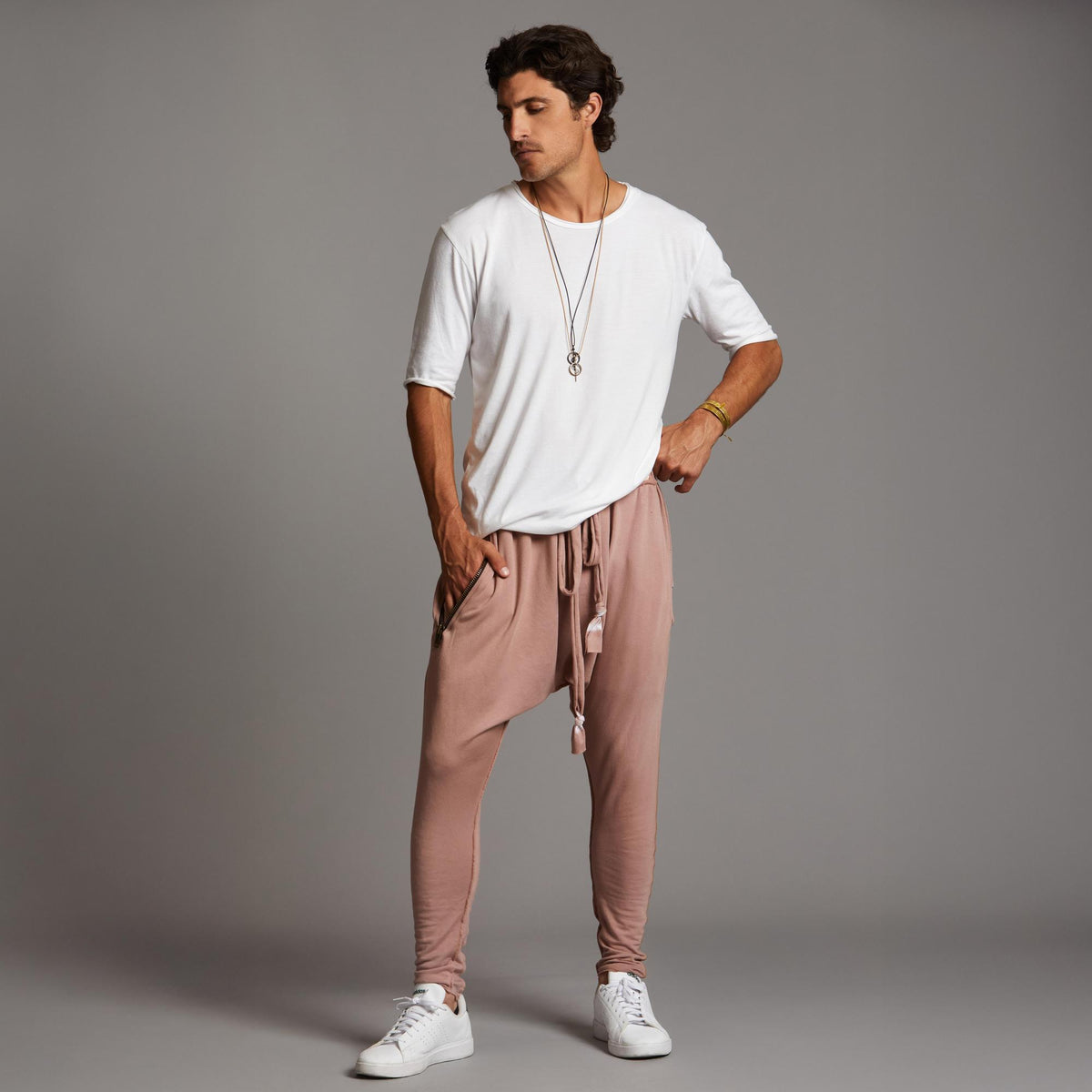 male modeling himalayan salt tree pants