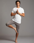 Male modeling Brazen colored yogo mid shorts