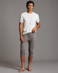 Male modeling Deep Clay gray yogo mid pants