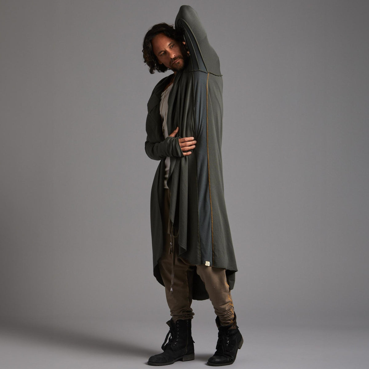 Male modeling green kairos duster