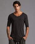 Male modeling slate v neck shirt 