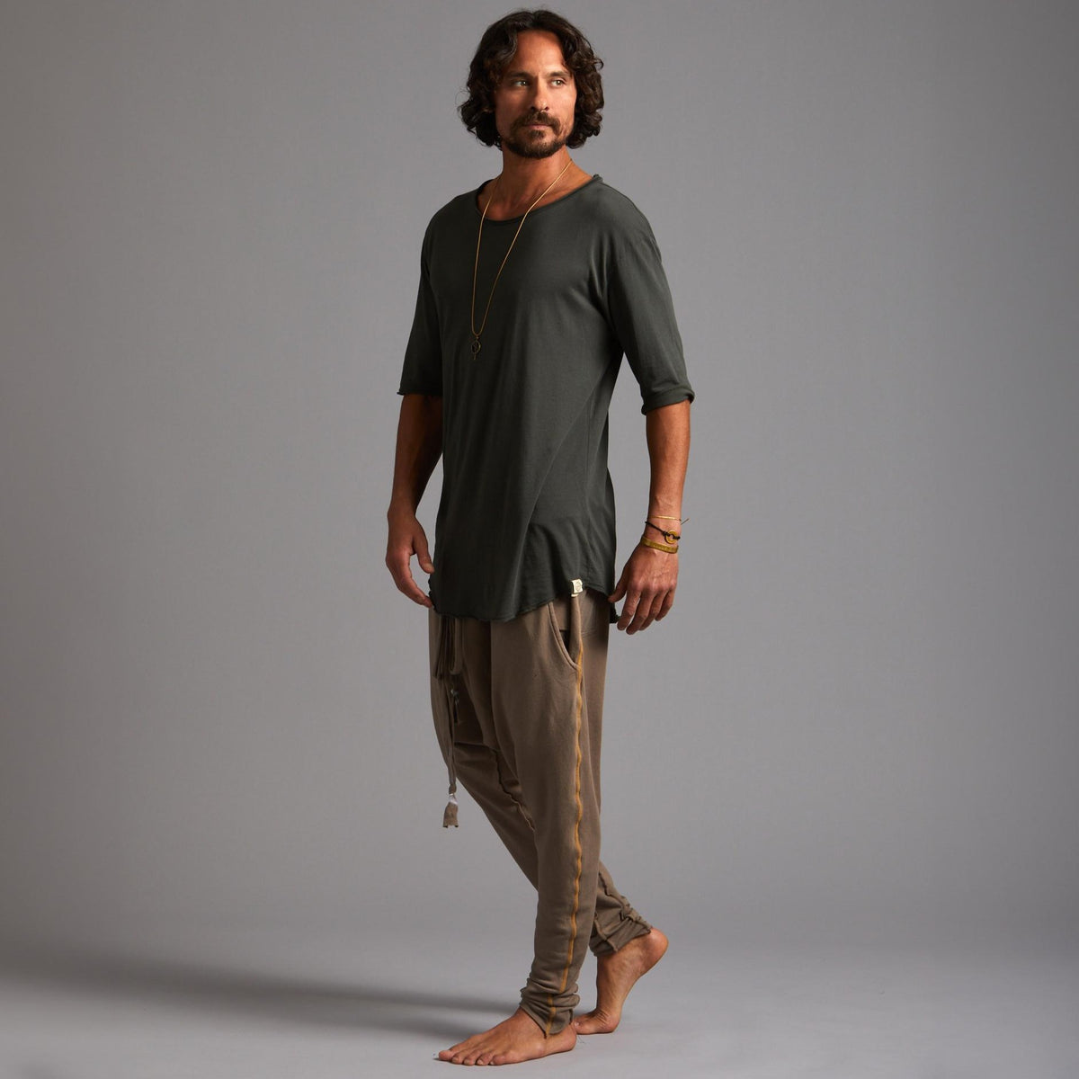 Male modeling Shroom colored pants