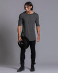 A man modeling black colored jogger pants