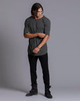 A man modeling black colored jogger pants