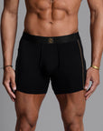 A man modeling the One Golden Thread Unders in Black