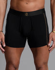 A man modeling the One Golden Thread Unders in Black