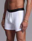 A man modeling the One Golden Thread Unders in White