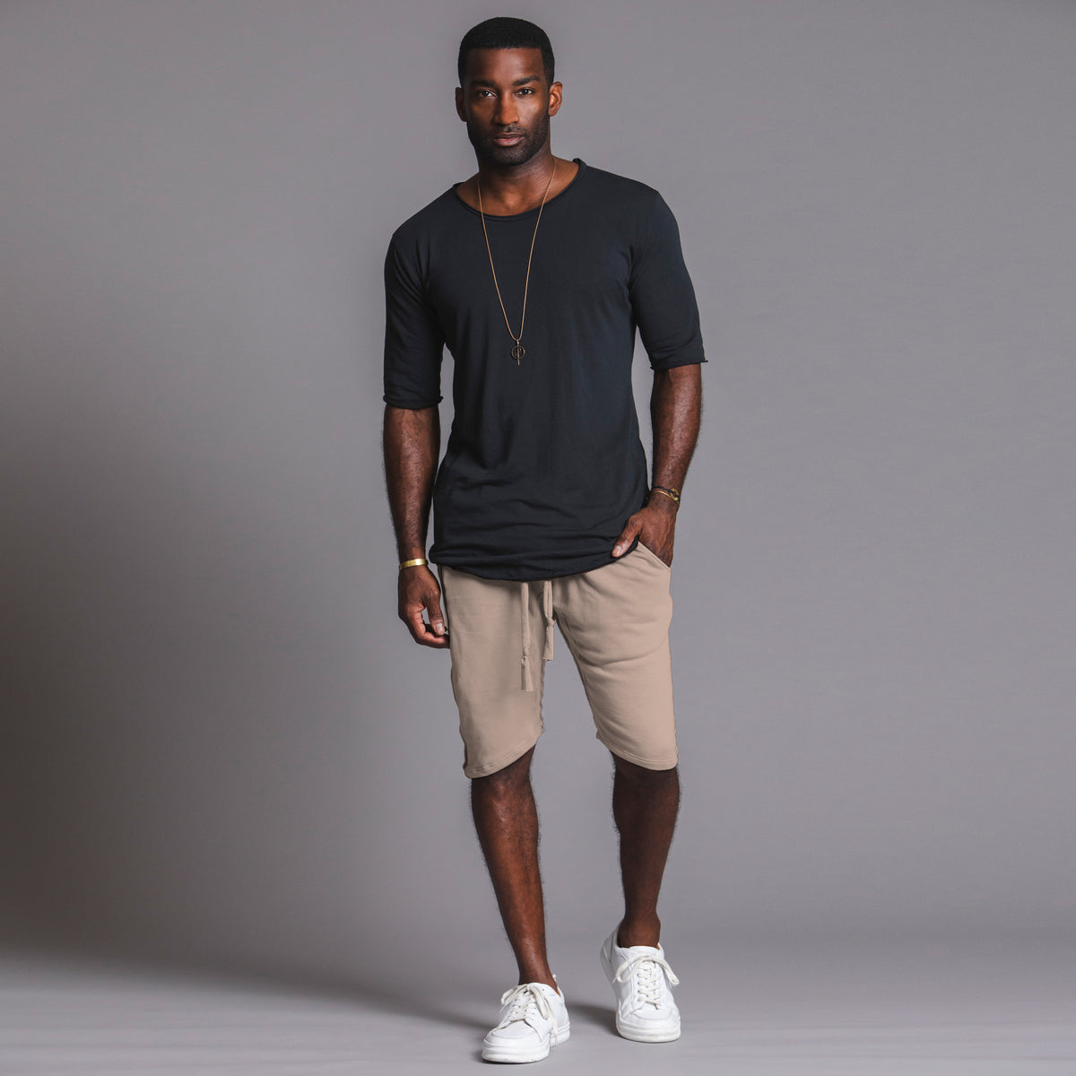 Man modeling milano mids in shroom