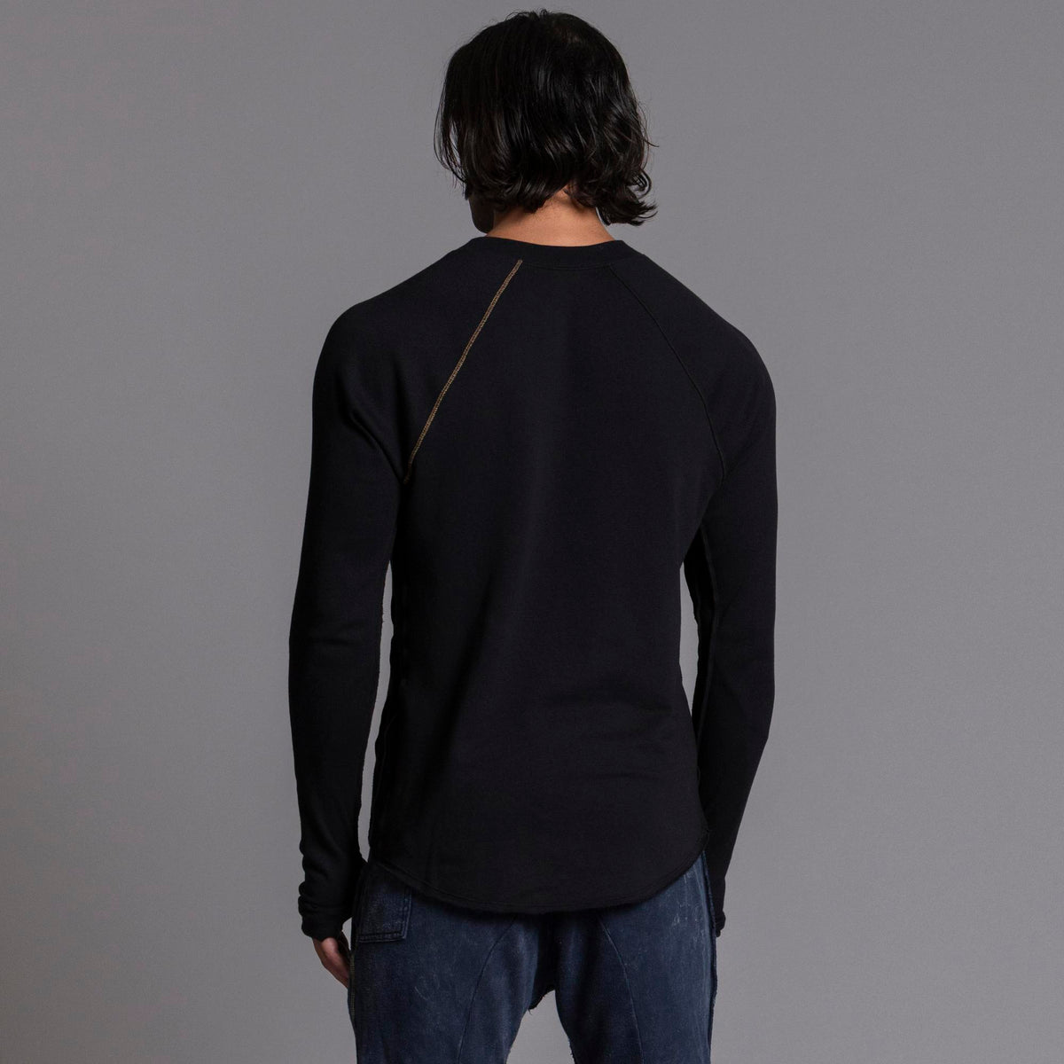 The Plush Ribbed Henley / Black Onyx