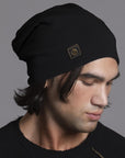 man modeling black beanie
