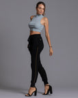 A woman modeling the One Golden Thread Jogga Pants in Black