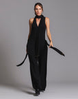 woman modeling the infinite bodysuit in black
