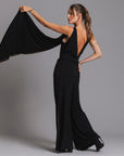 woman modeling the infinite bodysuit in black