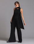 woman modeling the infinite bodysuit in black