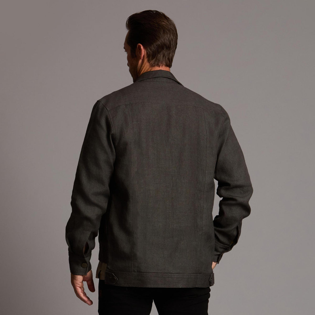 Male modeling smoke axis jacket