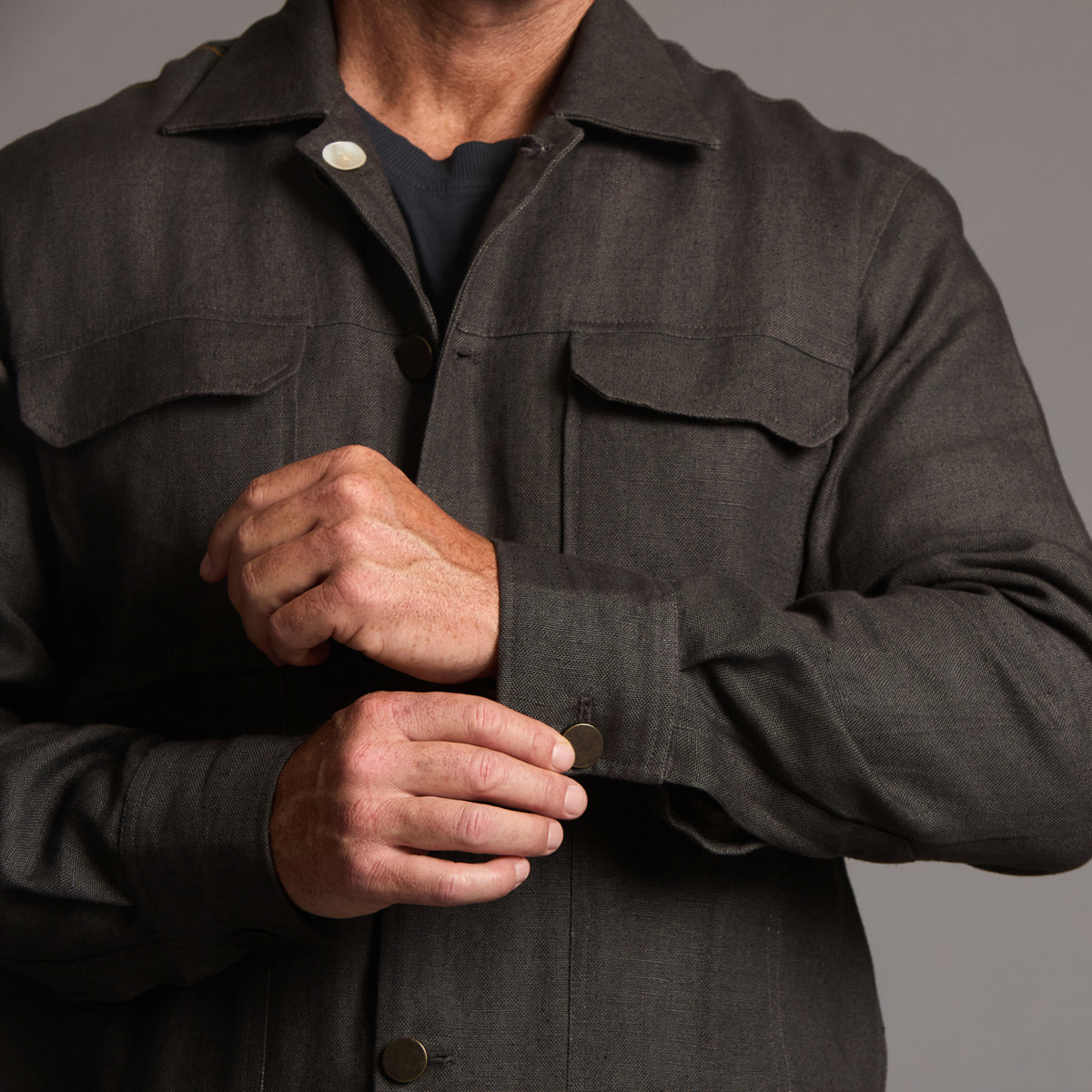 Male modeling smoke axis jacket