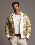 Male modeling white axis jacket